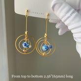 Planet earrings - Universe statement earrings - galaxy dangle earrings - unique dangle